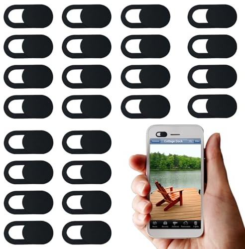 Banjiabb 24 Stück Kamera Abdeckung - Ultradünn Webcam Cover | für Computer, Handy, Tablet, Laptops, Schutz Ihrer Privatsphäre (Schwarz)