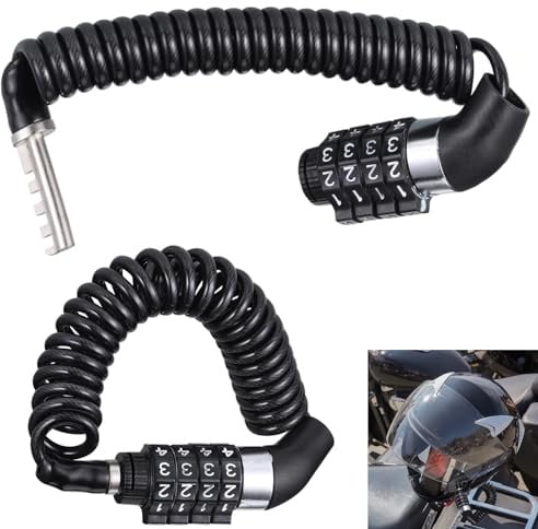 Hejo 2 Stück Helmschloss, Mini Fahrradschloss, Kabelschloss mit Zahlencode | Leicht, aus PVC ＆ Zinklegierung, 150 cm × 0,46 cm, für Fahrradhelm ＆ Motorradhelm