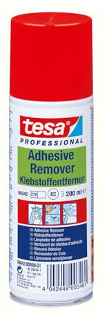 tesa ADHESIVE REMOVER - Klebstoffentferner Spray - entfernt Kleber, Etiketten und Verschmutzungen mit Fett, Teer und Harz - 200 ml