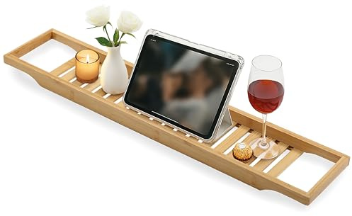 Torrex® 30540 Badewannenregal aus Bambus in verschiedenen Größen Badewannenablage (74 x 15 x 3,5 cm)
