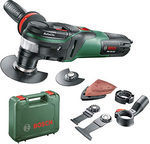 Bosch Multifunktionswerkzeug PMF 350 CES (350 Watt, für Starlock und Starlock Plus Zubehör, im Koffer), schwarz, grün, 0603102200