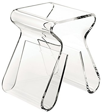 Umbra Magino Hocker mit Stauraum, 13 mm Acryl, Transparent | Bruchsicheres Design, als Beistelltisch oder Nachttisch nutzbar, platzsparend für kleine Räume, 42 x 29 x 43 cm