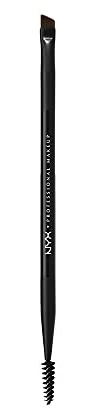 NYX Professional Makeup Pro Dual Brow Brush, Doppelseitig mit Bürstchen und angeschrägtem Augenbrauenpinsel, Synthetische Fasern, Schwarz