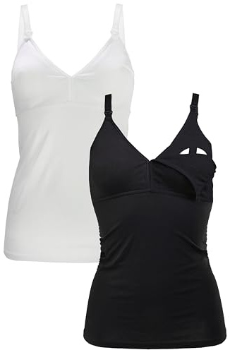 Herzmutter Stilltop Baumwolle 2X OekoTex Stillfunktion Clip-Verschluss 5420 | Tops-Unterhemden Stillen integrierter Bustier-BH 2er-Set
