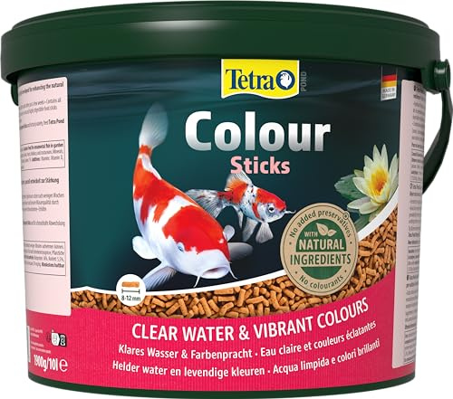 Tetra Pond Colour Sticks - Fischfutter für Teichfische, für natürliche Farbenpracht und klares Wasser im Teich, 10 L Eimer