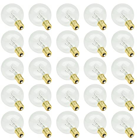 Holwim G40 Ersatz Glühbirnen, 25 Stück 7W 2200k Warmweiß Wolfram Edison Glühbirnen, E12 glühbirne, für Balkon Veranda Party Terrassenbeleuchtung Hochzeit Balkon Dekoration,220-240 Spannung (Warmweiß)