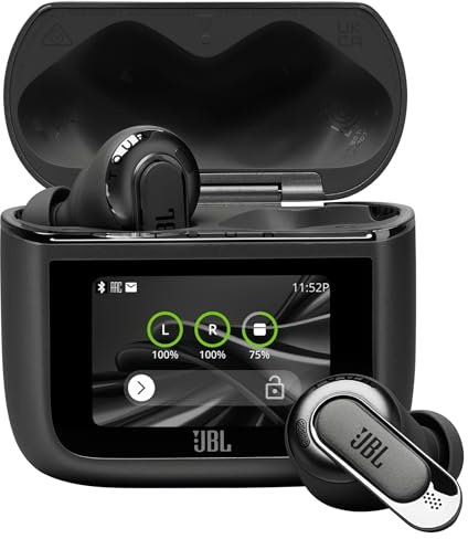 JBL Tour Pro 3, True Wireless Bluetooth-Kopfhörer mit intelligenter Ladebox, 40 h Akkulaufzeit, True Adaptive Noise Cancelling 2.0 und JBL Spatial 360 Sound mit Head Tracking, Schwarz