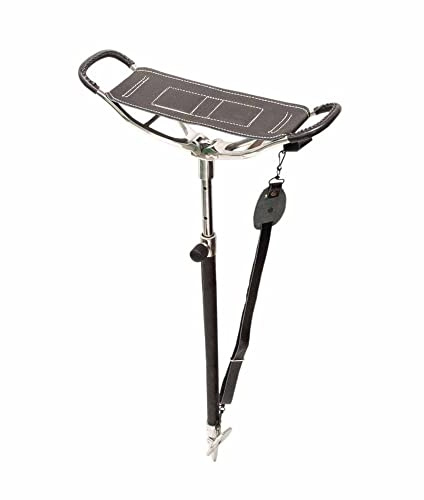 EUROHUNT Sitzstock – Höhenverstellbarer Outdoor-Sitz für Jagd & Waldspaziergänge – Robustes Leichtmetall mit Einsinkschutz-Teller & Lederriemen (bis 100 kg)