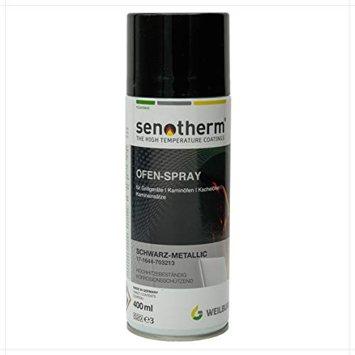 Weilburger Senotherm Ofen-Lack Sprüh-Dose 400ml schwarz-metallic 17-1644-703213 310-400ML Weilburger bis 500°C hitzebeständig Kaminofen Grill oder Ofenrohr