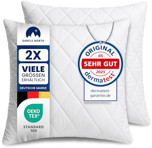Gentle North Kopfkissen (45x45 cm groß) - 2er Set Kissen für Bett und als Dekokissen - Mit Reißverschluss für Füllung - Sofakissen - Zierkissen für Couch und Sofa - Ökotex - Waschbar bis 60° - Weiß