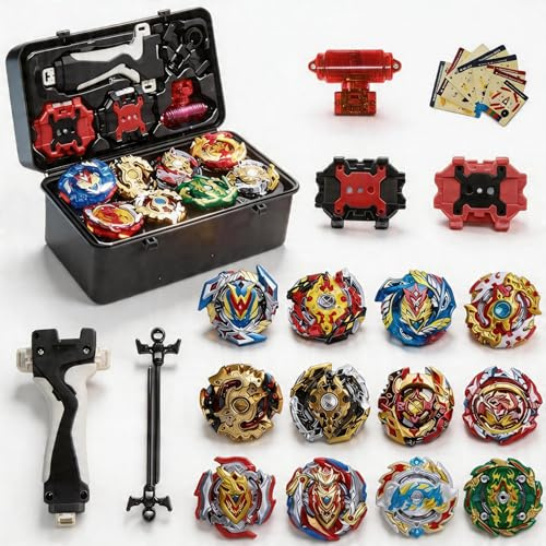 Gytobytle 12er Bey Kampfkreisel mit Kasten Metal Fusion Blade Kreisel Set, mit Griff