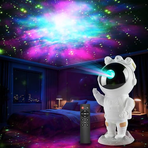 SYDERUER LED Astronaut Projektor – Sternenhimmel Projektor für Kinder mit Timer, Fernbedienung & Dimmbar, Planetarium Nachtlicht für Schlafzimmer, Geschenk für Kinder und Erwachsene zu Feiertagen