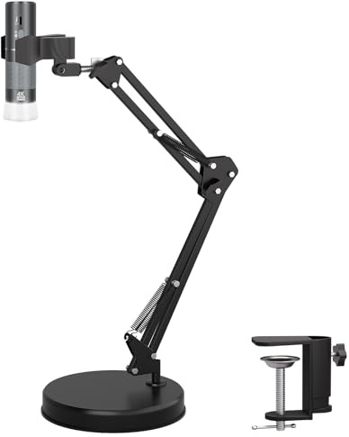 Ninyoon 4K WiFi Mikroskop mit Max 55cm Höhe Stand Tischklemme 50-1000X USB | Digital Mikroskop 3840x2160P Kamera für iPhone Android Windows Mac Linux Chrome 360 Grad Drehbar Löten Münzen Stativ Set
