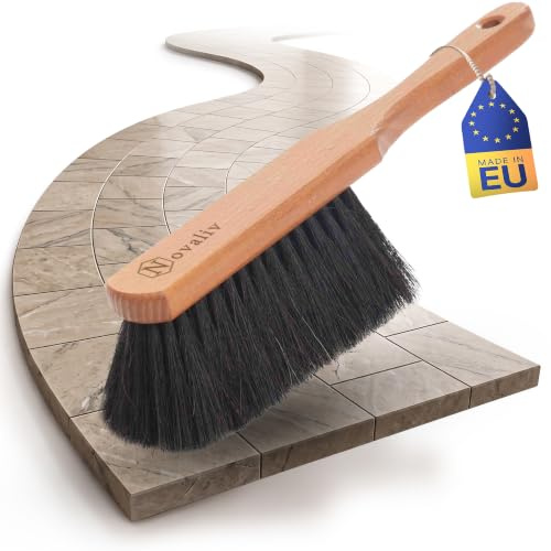 Novaliv Handfeger ROSSHAAR Mischung Besen weiche Borsten - Schrankbesen Gemischtes Rosshaar Handfeger Auto Besenbürste - Idealer Schneebesen Auto Rosshaarbesen Mix Naturborsten Hand Brush Handkehrer