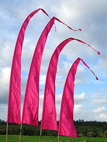 Bali-Fahne 4m Pink – Original Umbul Umbul Gartenfahne & Party-Deko – Wetterfestes Windspiel für Geburtstag & Strandfest – Ohne Stange BF-16
