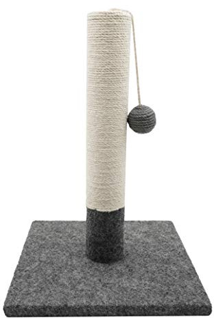 Tyrol | Kratzsäule für Katze 42 cm | Kratzstamm aus Jute und Widerstandsfähigem Stoff mit Plüschball | Kratzbaum Klein in Modernem Design, Grau und Weiß | Stabile Basis 30x30 cm | Katzen Zubehör