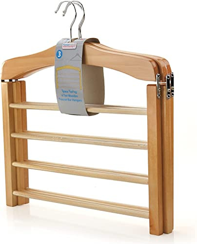 Hangerworld 3 Holz Hosenbügel Mit 4 rutschfesten Hosenstegen 38cm Naturfarben Holz Kleiderbügel