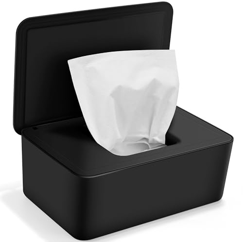 Feuchttücher Box Mit Deckel - Für Feuchtes Toilettenpapier und Baby Feuchttücher - Schwarz - Feuchtpapierbox für Draussen, Zuhause und Büro