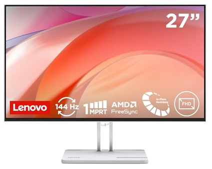 Lenovo L27-4C | Monitor | 27 Full HD | 144Hz | IPS | HDMI 1.4 | VGA | Home Office | 1920x1080 Auflösung | 300 nits | 4ms Reaktionszeit | IPS-Panel | Entspiegel | Lautsprecher | Grau