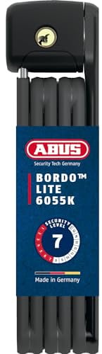 ABUS Faltschloss Bordo Lite 6055K SH mit Halterung - Extra-leichtes Fahrradschloss aus Spezialstahl - ABUS-Sicherheitslevel 7 - 85 cm - Schwarz