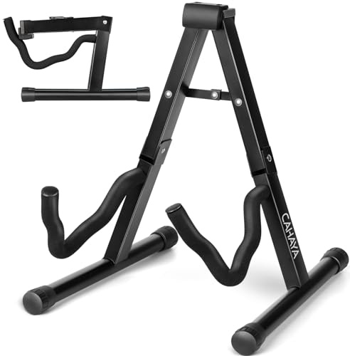 CAHAYA Gitarrenständer A-Frame Faltbar Stabil: Universeller Gitarrenhalter aus Metall Rutschfest Tragbar für Akustikgitarre E-Gitarre Bass Ukulele Platzsparend CY0251