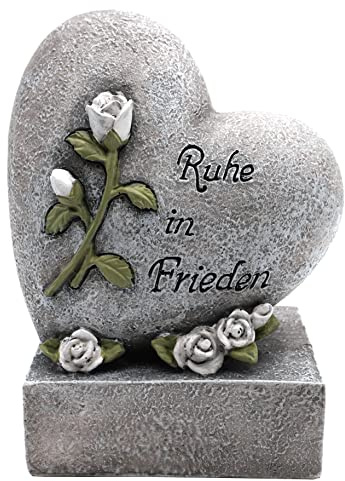 Anosta Herz auf Sockel - Grabdekoration, Grabschmuck (grau - Rose)