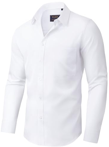 siliteelon Hemd Herren Langarm Regular Fit Stretch Businesshemd mit Tasche | Business, Anzug, Smoking, Konferenz, Hochzeit, Arbeit, Abend, Party, Club, Reisen, mit Tasche, Bügelleicht, Elegant