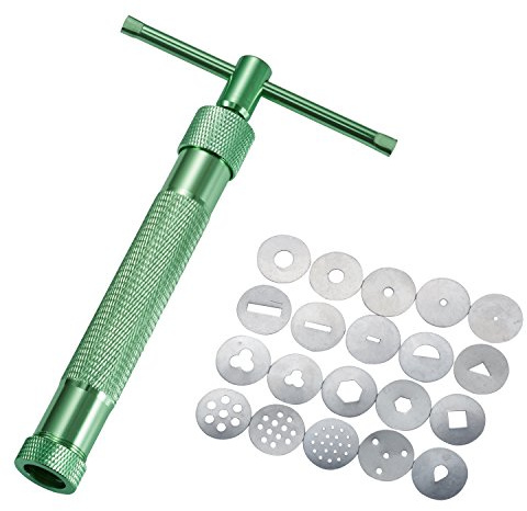 LIHAO Fondant Presse mit 20 Formen Zuckerpaste Extruder mit Zuckerfertigkeit Tortendeko Werkzeug