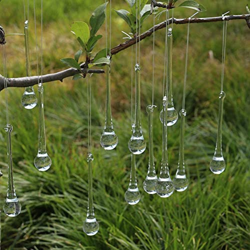 DAHI Christbaumschmuck eiszapfen eistropfen Anhänger aus Glas zum Hängen Weihnachten Dekoration (Glas eistropfen 25mm)