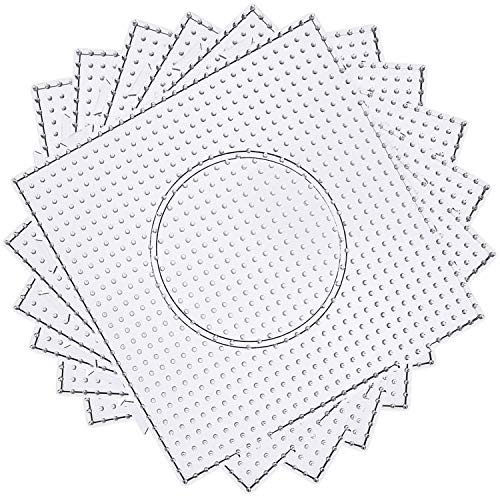 H&W Bügelperlen Platten,4Pcs 5mm Steckperlen,Transparente Steckplatten Bausätze mit 4 Bügelpapier