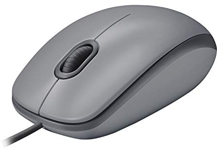 Logitech M110 Kabelgebundene USB-Maus, geräuschlose Tasten, Komfortables Design in voller Größe, beidhändig bedienbar PC/Mac/Laptop - Grau