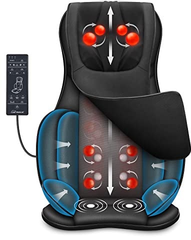 Snailax Shiatsu‑Massagesitzauflage mit Wärme | Ganzkörper‑Massageauflage mit Kompression, Kneten & Vibration für Rücken, Nacken, Schulter, Geschenk
