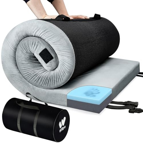 Willpo CertiPUR-US Memory Foam Campingmatratze mit Reisetasche und 2 austauschbaren Bezügen, leichtes tragbares Schlafkissen für Zelte, Gästebetten, Zuhause