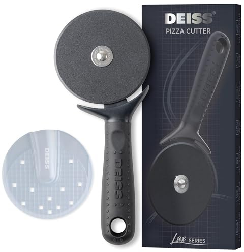 Deiss Lux Pizzaschneider mit robuster Pizza-Roulette – Pizzarad aus Edelstahl mit rutschfestem Griff, leicht zu greifen, spülmaschinenfest, ideal zum Schneiden von Pizzen