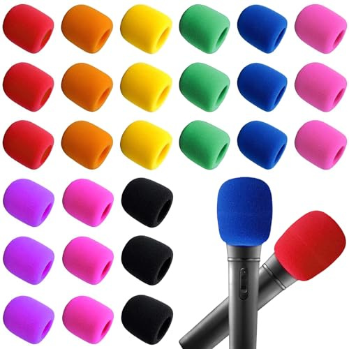 TTYSHIP® 27 Stück Mikrofon Windschutz, Universelle Mikrofon Schaumstoff, Windschutz Schaumstoff für KTV, Bühnenperformance (9 Farben)