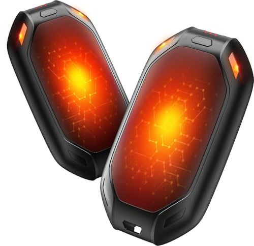 Elektrischer Handwärmer, 2-Pack Wiederaufladbarer Magnetischer Taschenwärmer, Ultraleicht und Dünn Mit 6000 mAh Großer Kapazität, 3 Heizmodi für Männer und Frauen, Outdoor, Golf, Camping (Schwarz)