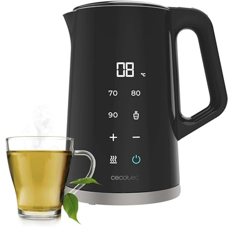 Cecotec Wasserkocher - 1,7L - Thermosense 800 Neo. 2200W Leistung, digitale Anzeige, Keep Warm-Funktion, Edelstahl-Innenraum, Cool-Touch und Temperaturregulierung von 40-100°