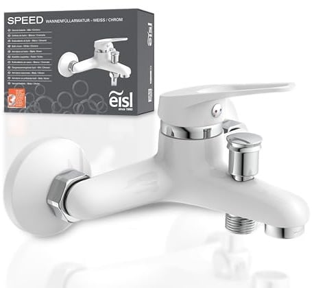 EISL NI023SCR-W SPEED Badewannenarmatur, Mischbatterie für die Badewanne, Einhebel-Wannenfüllarmatur mit Umsteller, Wasserhahn für die Wanne, Weiß