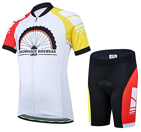 YFPICO Kinder Radtrikot Set Fahrrad Trikot Kurzarm + Radhose mit Sitzpolster Radsport-Anzüge Jungen Mädchen Fahrradbekleidung, Weiß, 134/140