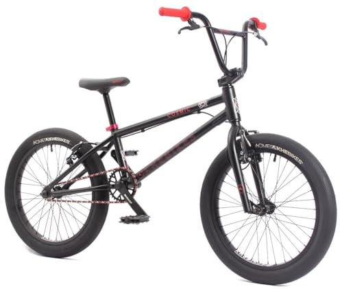 KHEbikes KHE Cosmic AL BMX Fahrrad 20 Zoll Matt Schwarz 10,6 kg Affix Rotor | 6061 Alurahmen, EURO BB Industrielager, 3-teilige Alukurbel, V-Bremsen vorne/hinten, ACME 2,40 Reifen