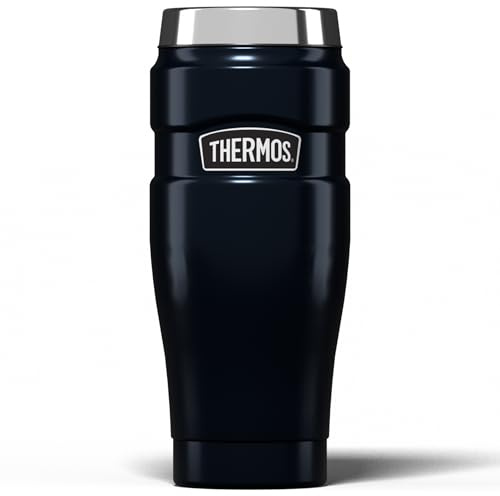 THERMOS STAINLESS KING Thermobecher aus Edelstahl blau 0,47l - Coffee to Go Becher, absolut dicht, spülmaschinenfest, 7h heiß & 18h kalt, mit Haken für Teebeutel, BPA-frei