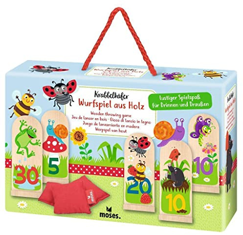 Moses. Holz-Wurfspiel, für drinnen und draußen, Kinderspiel für Garten-und Outdoorspaß, Geschicklichkeitsspiel für Kinder ab 3 Jahren und 2-3 Spieler, Krabbelkäfer Design
