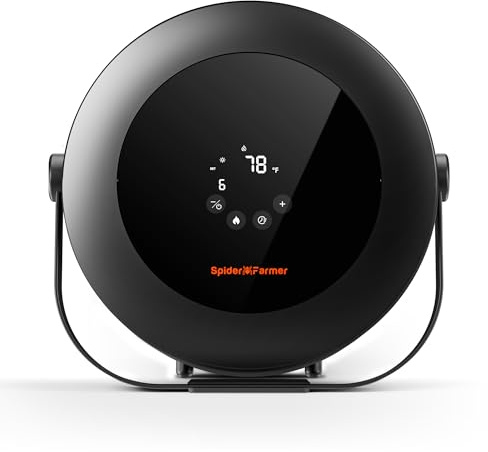 Spider Farmer Heizlüfter,540W Heizung Intelligente Temperaturregelung Energiesparend Leise,24 Std.Timer,10-PTC Heizung und Lüftungsrohr, Geeignet für Pflanzenräume und Growzelte