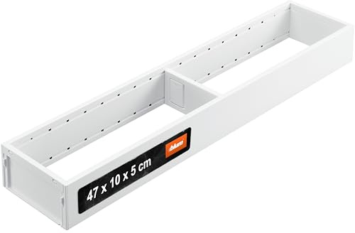 Blum AMBIA-LINE Schubladen-Organizer aus pulverbeschichtetem Stahl | ideal geeignet für den Einsatz in Küche, Bad & Wohnbereich | modular erweiterbar | 47×10×5 cm | mit Magnetplatte | Seidenweiß