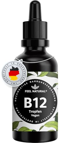 Vitamin B12 Tropfen 50 ml - 500µg pro Tropfen - beide aktive Formen Adeno - & methylcobalamin b12 - Vegan & hochdosiert - Laborgeprüft, ohne Zusätze, in Deutschland produziert