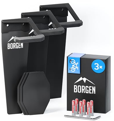 Borgen Fahrrad Wandhalterung Vertikal bis 32 kg - Fahrradhalterung Wand für E-Bike, MTB, Rennrad und Citybike, Fahrrad Haken - Vertikale Wandhalterung Fahrrad für Garage, Keller und Wohnung