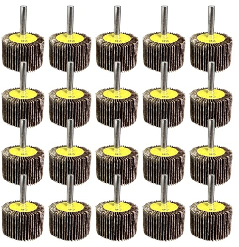 FEIHU 20 Stück Lamellenschleifer,Schleifköpfe,Fächerschleifer set 40X25x6MM. Die Schleifscheibe eignet sich zur Reinigung von Rost/Schweißgraten.Passend für alle Elektro- / Drehwerkzeuge,Körnung 80