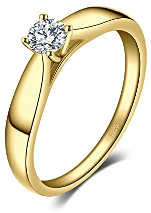 JewelryPalace Zirkonia Verlobungsring Eheringe Promise Ring Silber 925 Damen, Solitär Silberringe Trauringe Damenring Hochzeitsringe Antragsring Entouragering Ringe, Damen Schmuck Vergoldet 57