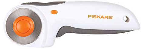 Fiskars Auslöser-Rollmesser, Mit Klinge Ø 45 mm, Für Rechts- und Linkshänder, Orange/Weiß/Grau, 1003910
