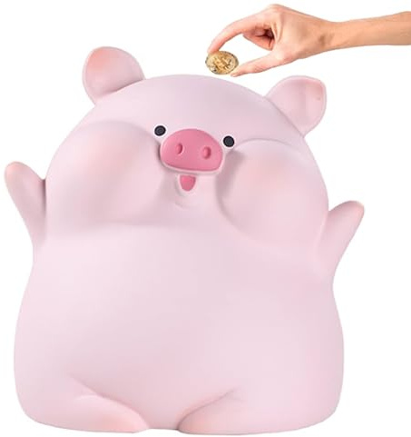 Sparschwein, Kawaii Kunststoff Sparschwein, Spardose Große mit openin | für Banknote Münze Einsparungen, Zimmer Dekor Geschenke, Geburtstag Weihnachten Geschenke für Mädchen Erwachsene Kinder